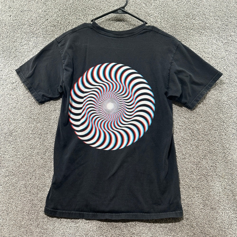 Spitfire T-Shirt Men Small Black Swirl Graphic Logo Skater Y2k Short‎ Sleeve